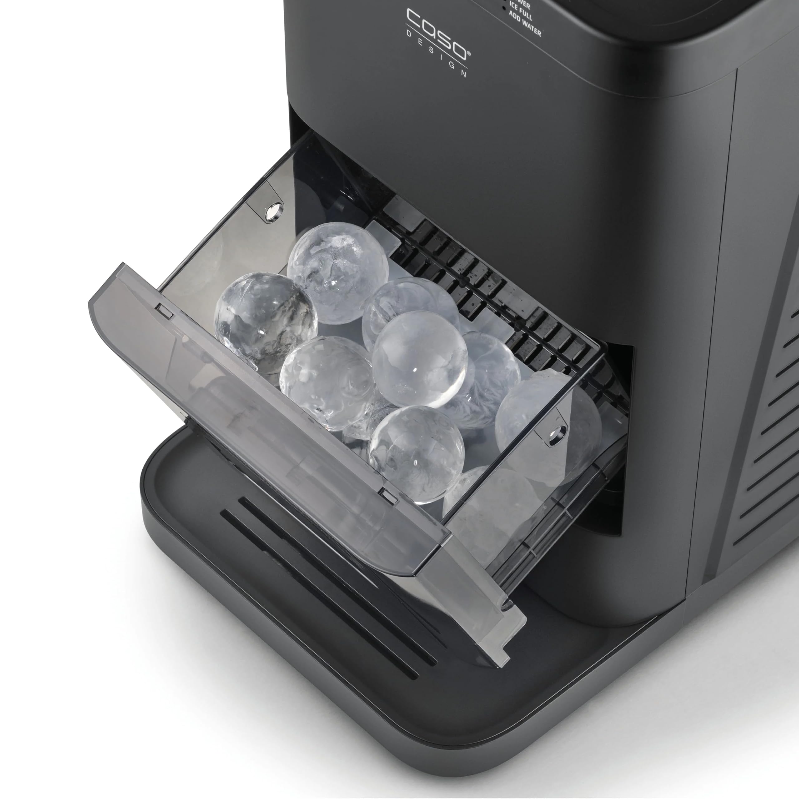 CASO IceBall Pro – Bola de hielo con compresor – Bolas de hielo transparentes de 50 – 55 mm, 2 bolas/hora, depósito de agua de 1,3 l, autolimpieza, indicador LED, negro mate