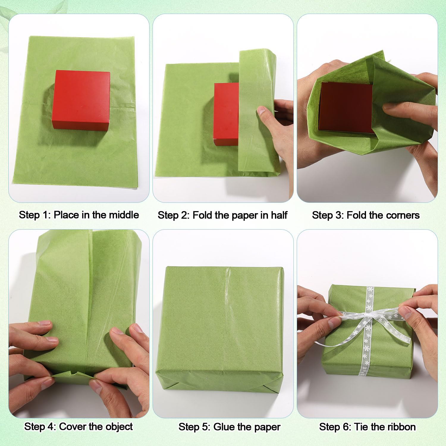60 Feuilles Papier De Soie Vert Sauge Dégradé – 50x35 Cm, Idéal Emballage Cadeaux, Décoration Mariage & Fête Élégante