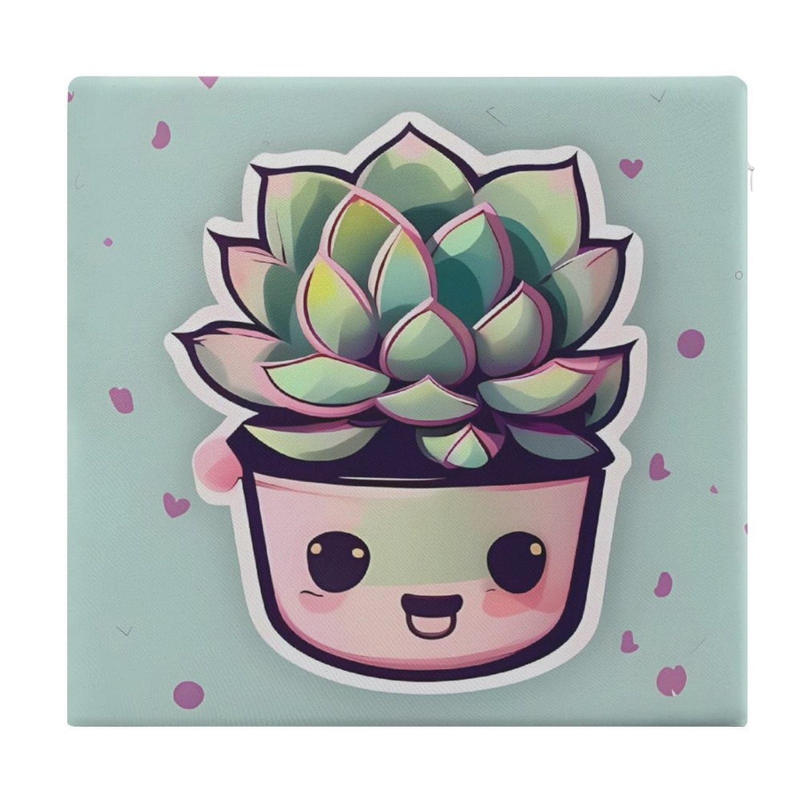 Adfgyerh Style Smiling Succulents Cushions Memory Foam For Adults, Seat Cushion Chair Pads Soft, Square Pillows For Dining, Kitchen, Office, Patio Chairs