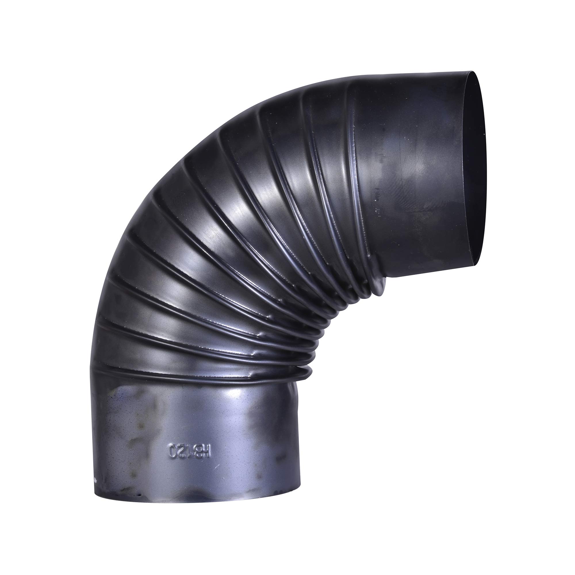 FIREFIXO120/B Blue-Gloss Sheet Sheet 90° Rigid Diameter 120 mm Stove Pipes Made of Sheet Steel, 0.6 mm Thick, Blued, Inside Muzzled, Laser-Welded Lengths