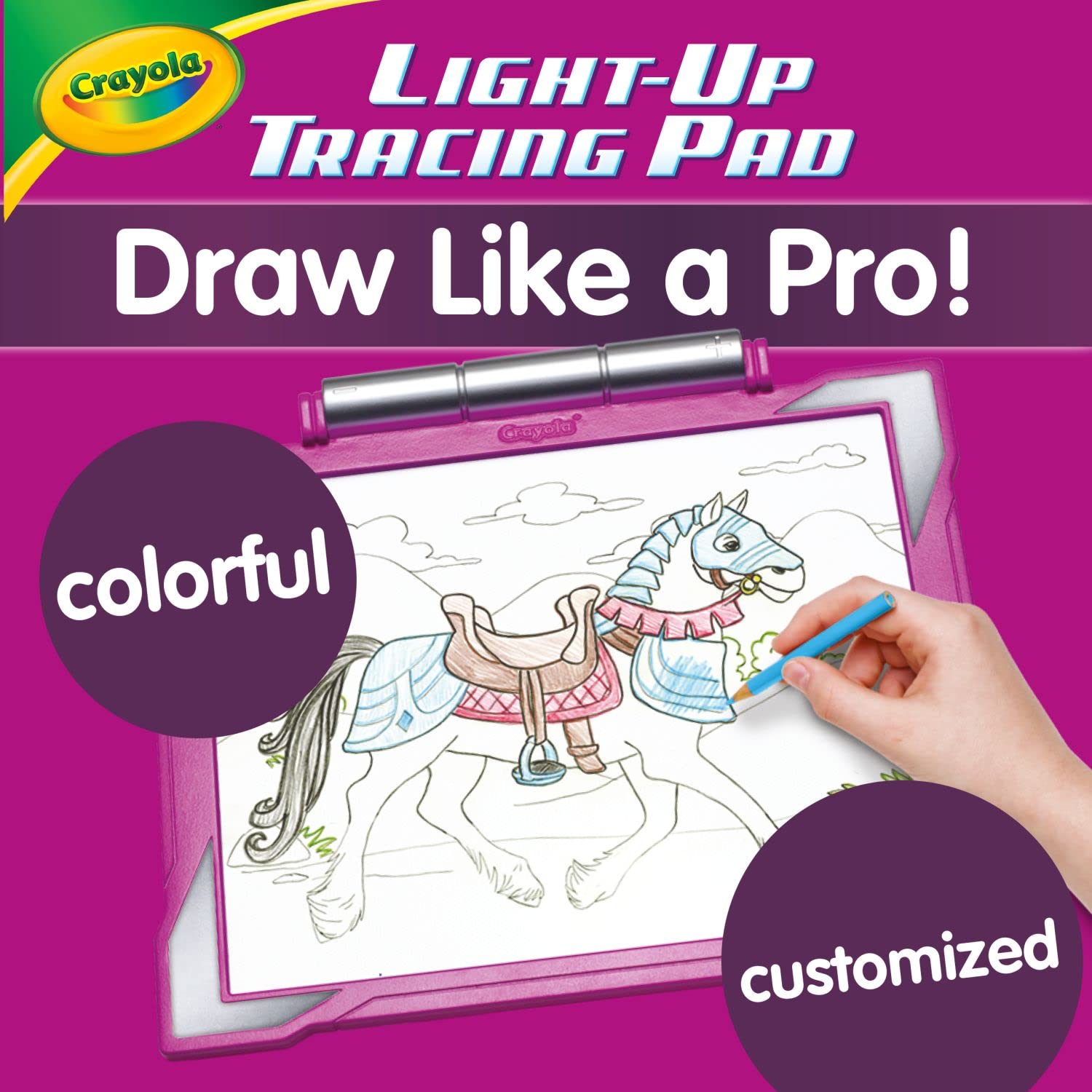 Crayola - Lavagna Luminosa per Disegnare, Tavoletta Grafica per Ricalcare, Disegnare e Colorare, Portatile, Più di 100 immagini diverse, Gioco Creativo Educativo 6+
