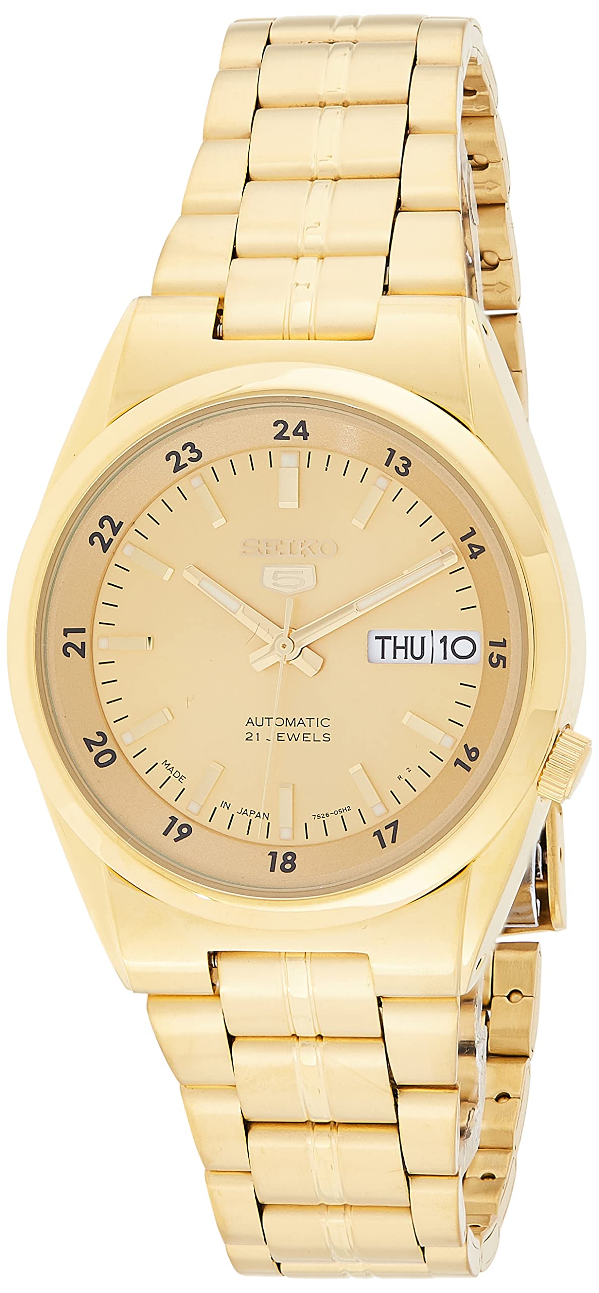 Men's Seiko 5 Automatic Watch With Analog Display And Stainless Steel Strap Snk574J1