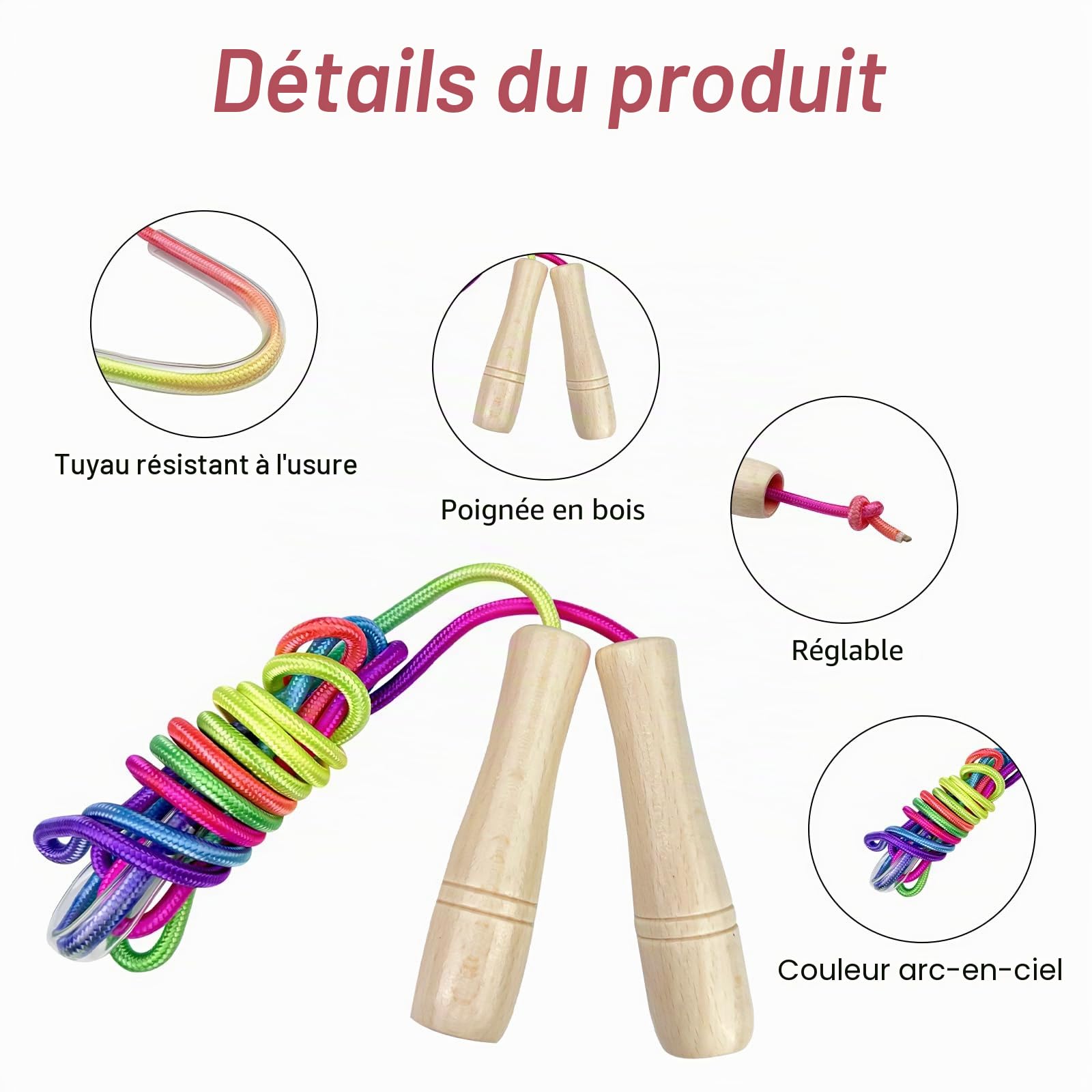 PHENOFICE – Lot De 6 Cordes élastiques Fitness – Corde à Sauter Enfant, Saut Sportif, Polyester Et Latex