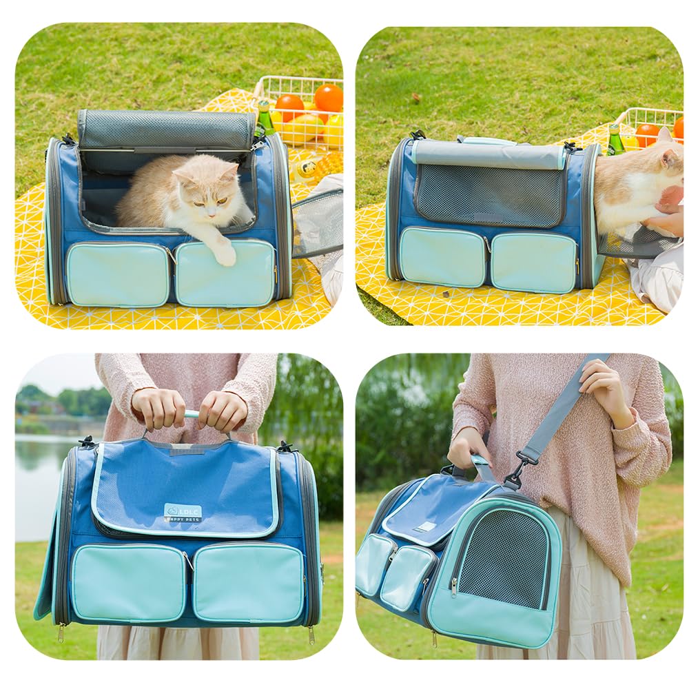 Transportin Gato Perro Pequeño, Bolsa Transporte Mascotas Transportin Gato Plegable Transpirable Duradera Bolsa de Transporte para Cachorros y Gatitos, Viaje, Paseo (45x28x28cm,Gris)