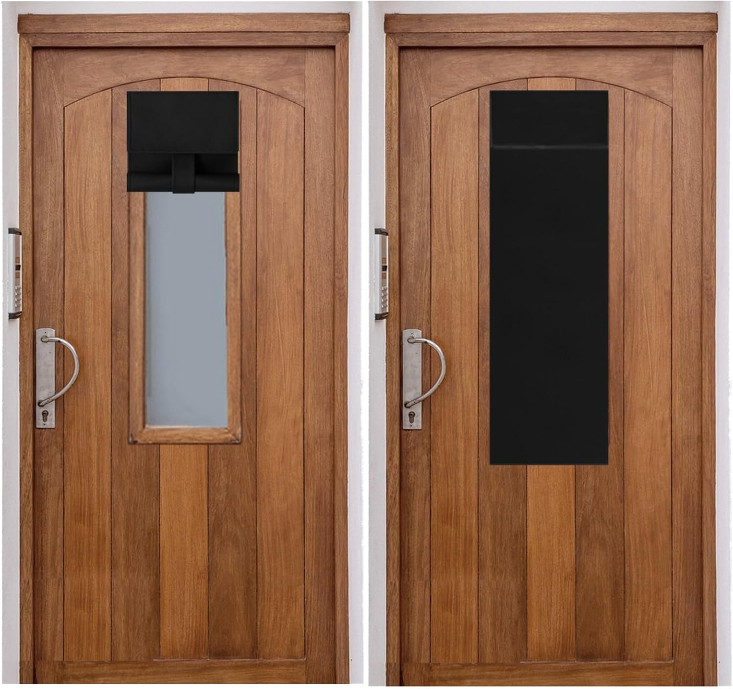 Maritown Classroom Door Window Cover for Privacy Blackout French Door Curtains Shades Small Door Window Curtains Lockdown Room Darkening Shade for Office Front Back Glass Door (4, Black)