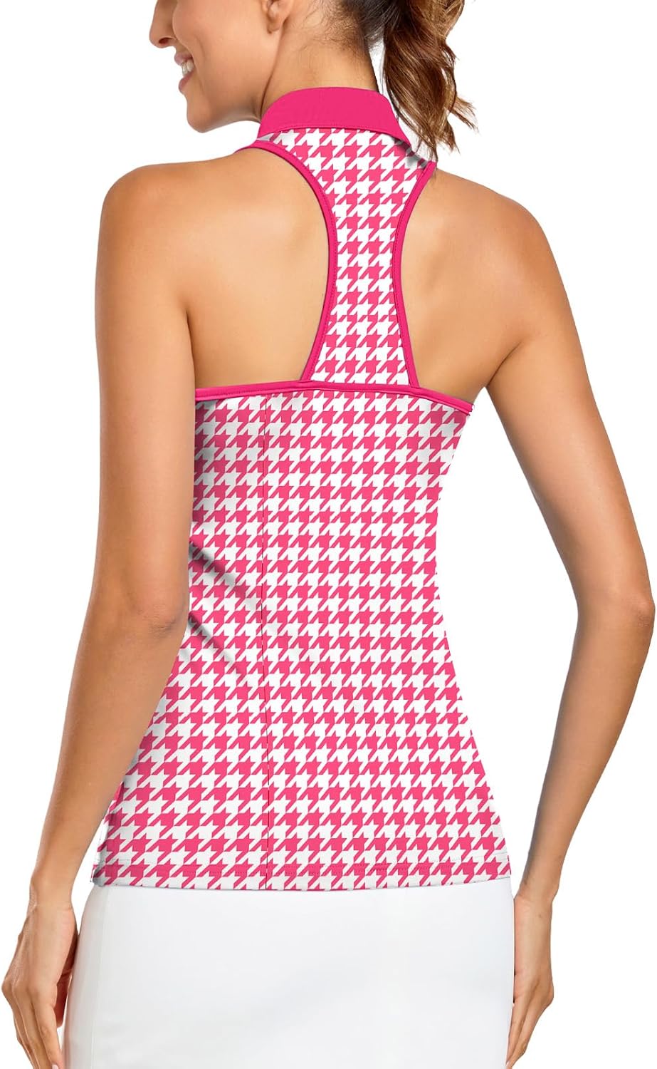 Women Racerback Sleeveless Golf Polo Shirts Collarless Tennis Tops Quick Dry Athletic Tank Tops
