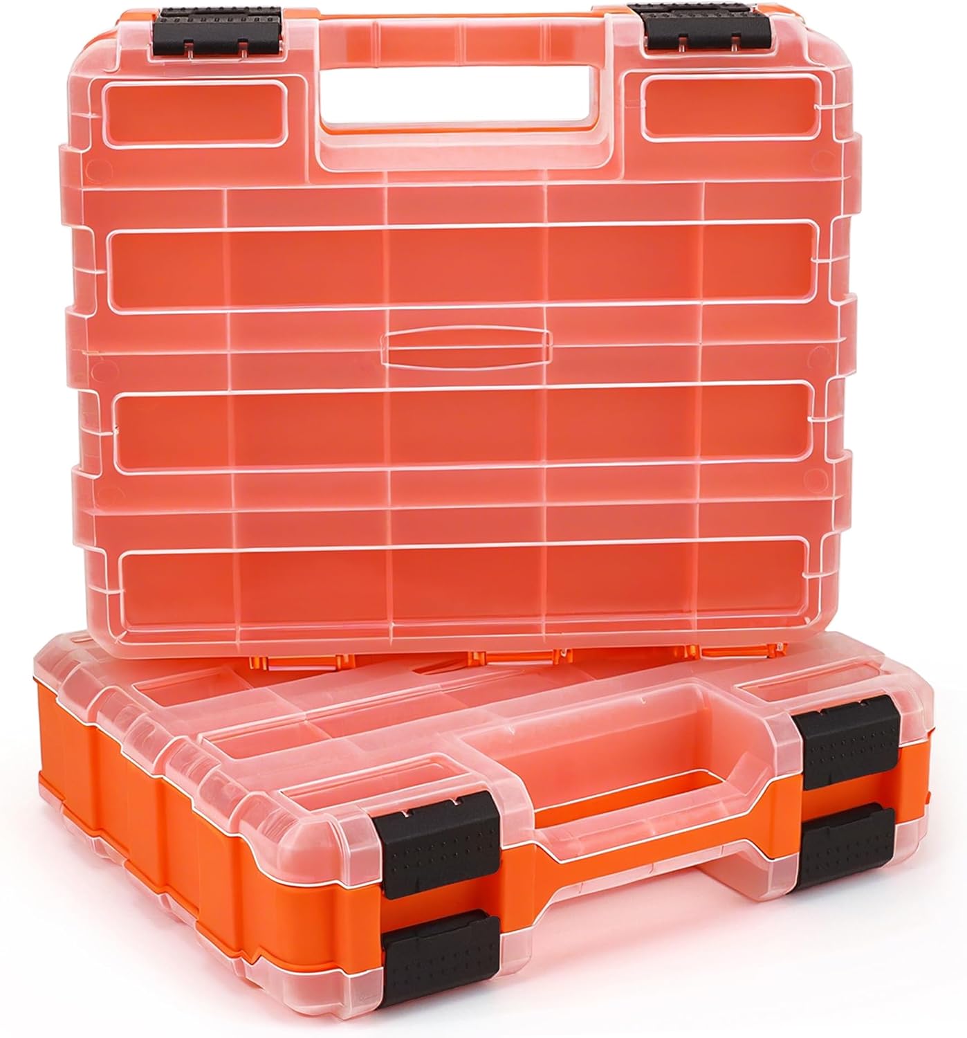 HORUSDY 2-Pack Double Side Parts Organizers, 34-Compartments Tool Box with Removable Dividers, Small Hardware Storage Case for Screws, Bolts, Nuts, Nails, DIY, Crafts, Fishing Gear & Small Parts