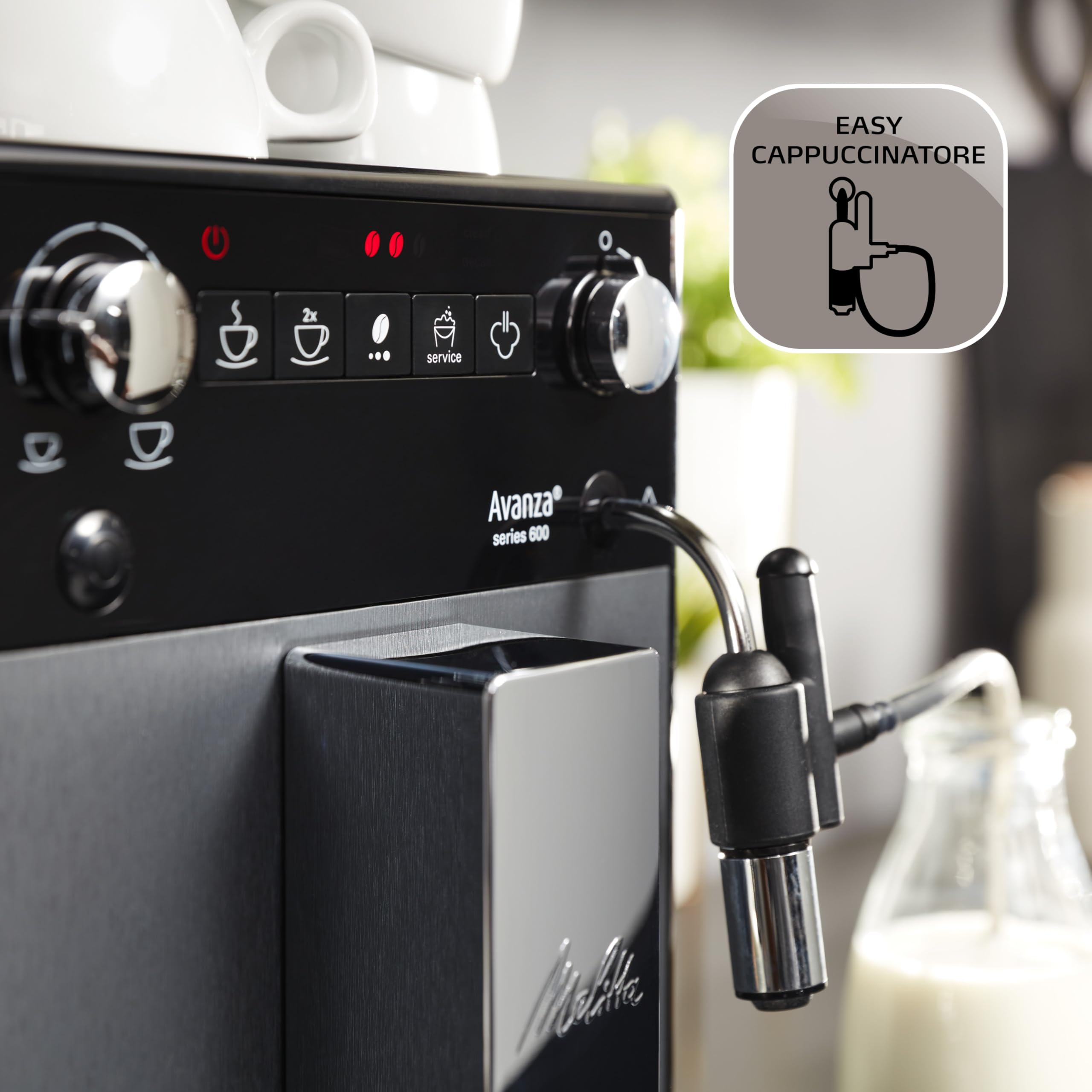 Melitta Avanza Grise, Machine à Café à Grain avec Broyeur et Système d'Extraction des Arômes, Silencieuse, Fonction Easy Cappuccinatore, Mode 1 à 2 Tasses, Automatique, F270-100, 1450W