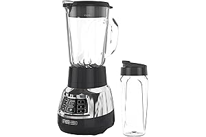 BLACK+DECKER BL1400DG-P Licuadora Silenciosa en Acero Inoxidable con Vaso de Cristal Cyclone