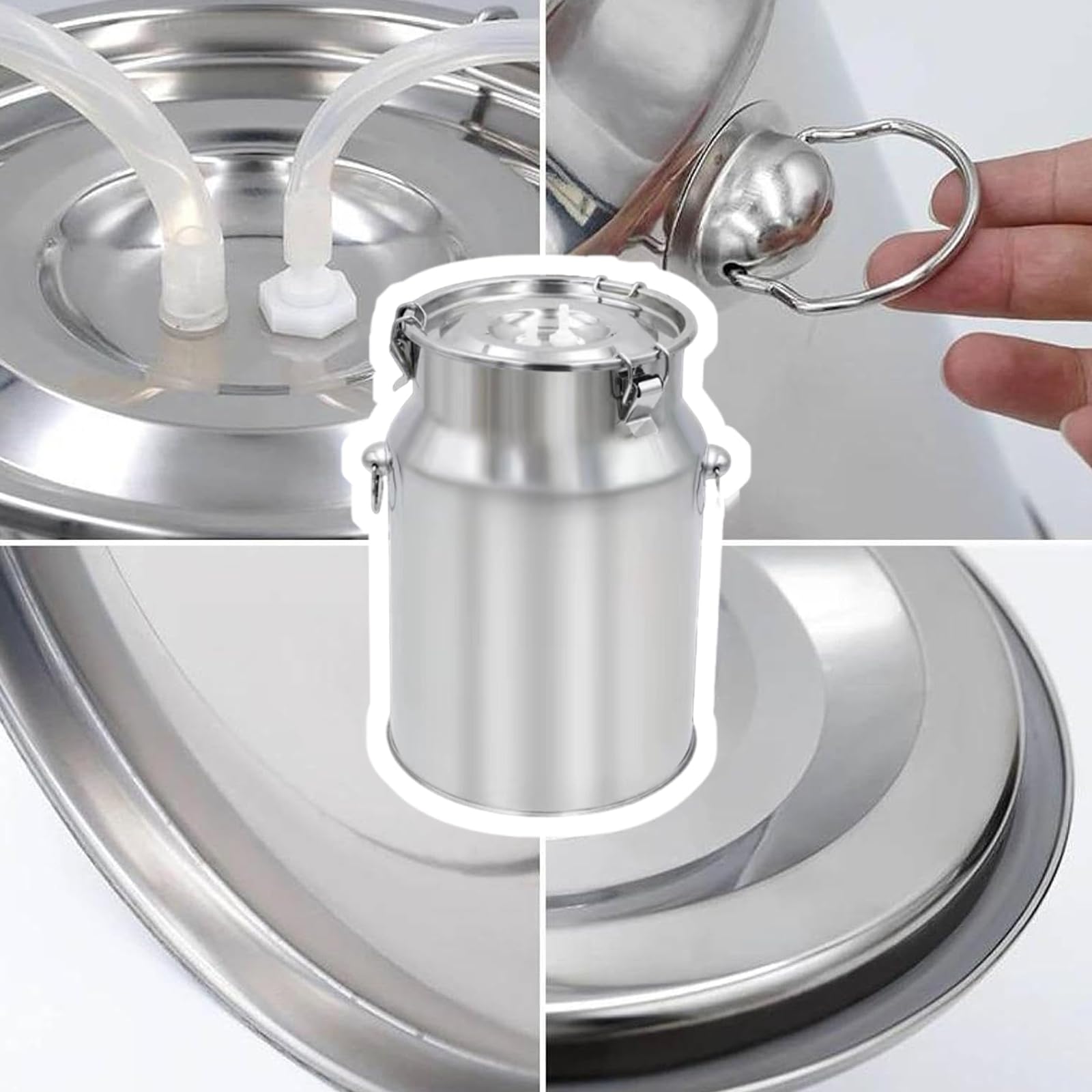 Cubo de leche de acero inoxidable de 10 L para vaca y caballos, accesorios inoxidables para ordeñadora