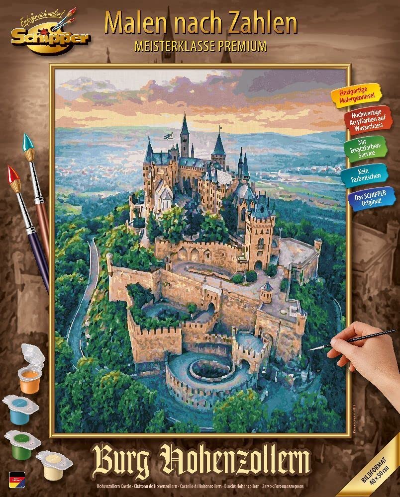 Schipper 609130882 - Dipingere con i Numeri, Burg Hohenzollern, Pittura per Adulti, pennelli e Colori acrilici, 40 x 50 cm