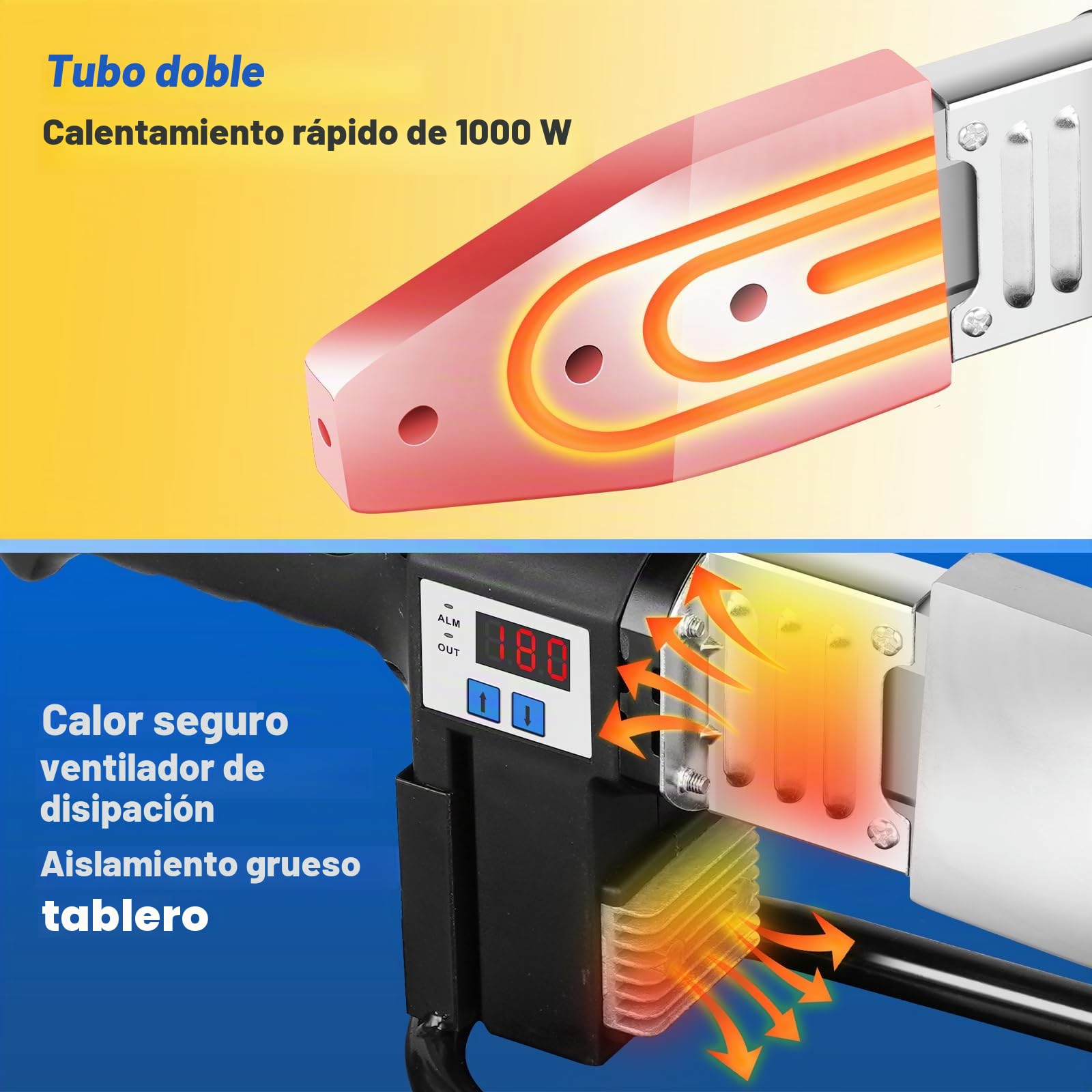 BAOSHISHAN Soldador de Tubería de Plástico Máquina de Soldadura de Tubo con Pantalla Digital 20-63 mm para PPR/PE/PP 1000W 220V