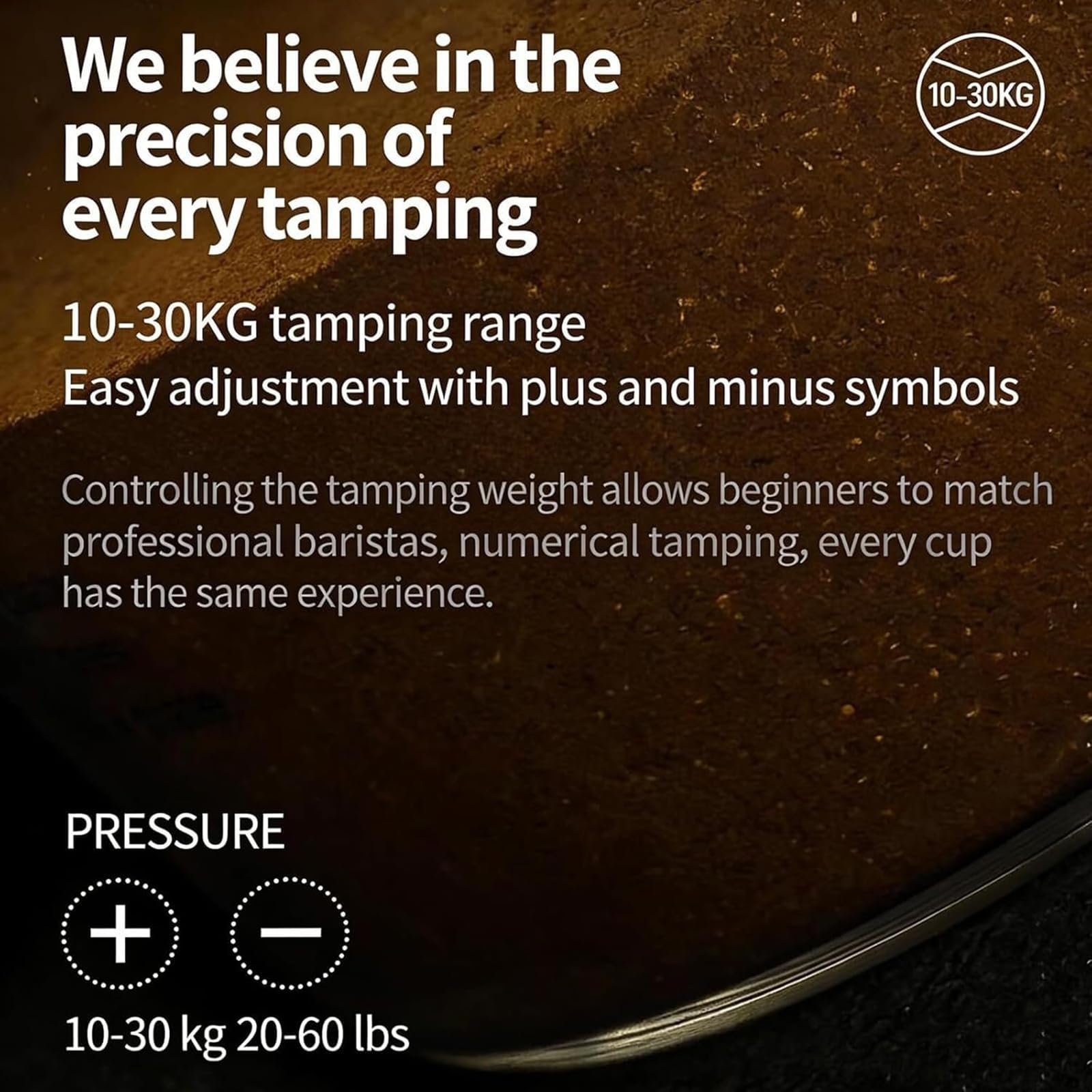 58mm Automatic Espresso Coffee Tamper, 22-66lbs Pressure, Height Adjustable, Customizable Modes, For Cafe