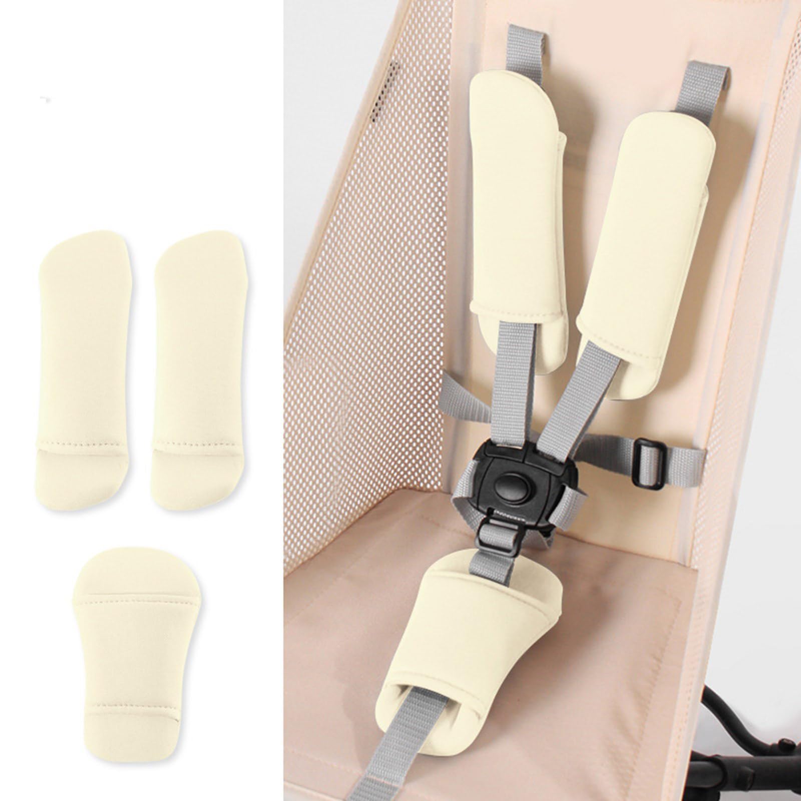 3Pcs Adjustable Baby Cushion Set Shoulder Pads Front Crotch Protector for Strollers Shoulder Pads for Kids — view 4