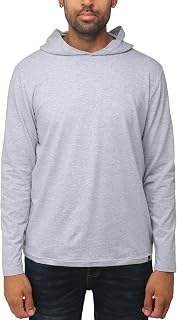 X RAY Men's Crewneck & Hooded Long Sleeve T-Shirt, 95% Cotton Stretch Slim Fit Basic Shirt for Men