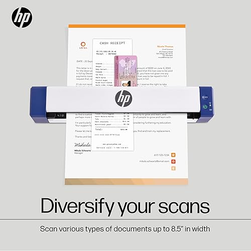 Miniatura 6 de HP Escáner de documentos portátil PS100W Escáner digital simple, compacto, portátil, inalámbrico, de 1 cara para el hogar y la oficina Recargable,