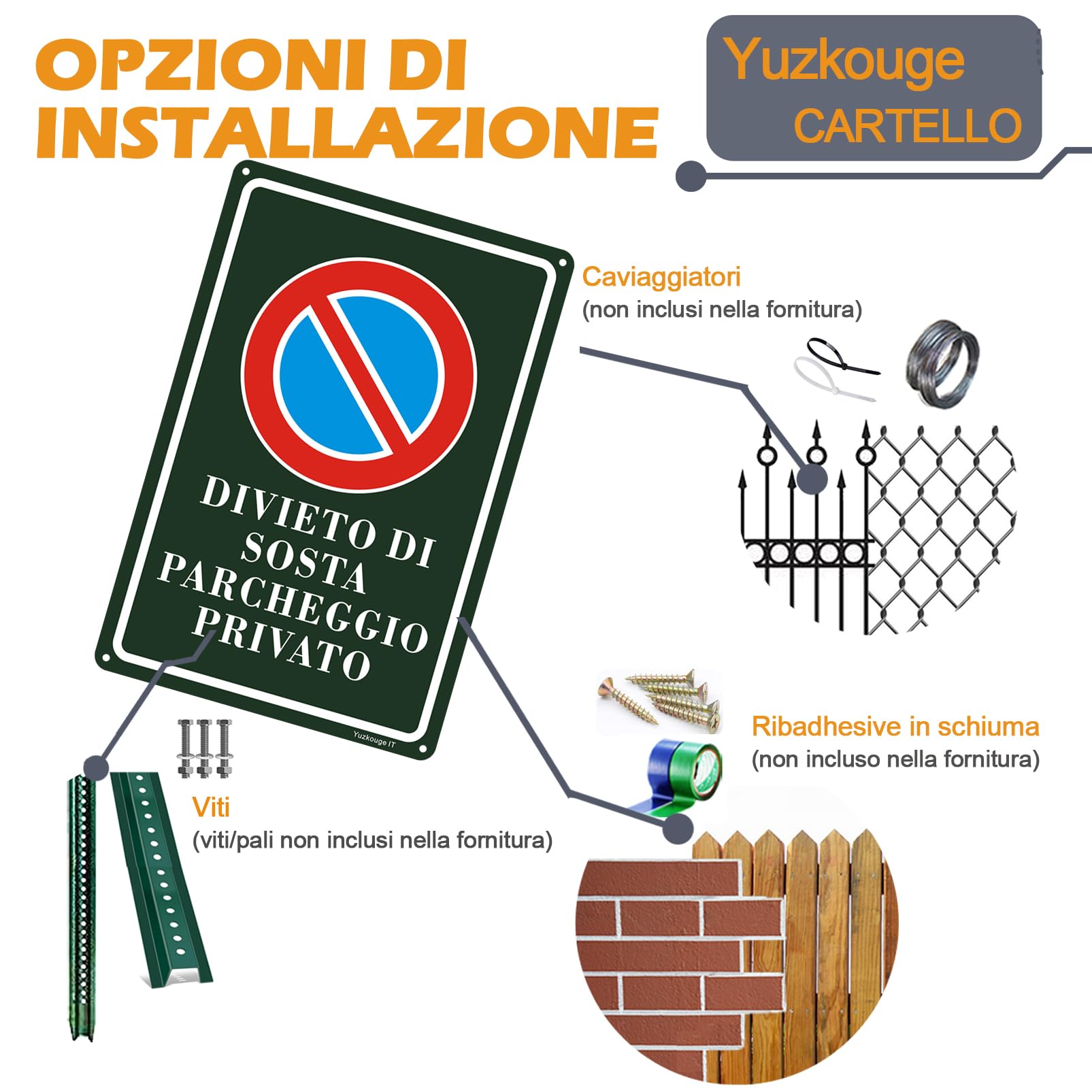 Cartelli Divieto Di Sosta Parcheggio Privato - 2 pz, 20 x 30 cm Cartelli stradali in alluminio, lasciare libero il passaggio, facili da installare, resistenti ai raggi UV, resistenti alle intemperie