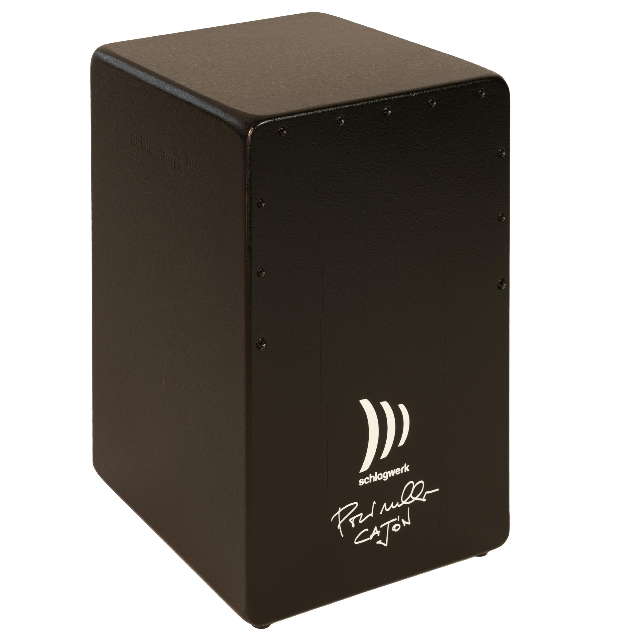 Schlagwerk CPP25 Editon Parrinello Cajon mit La Perù Technik - schwarz lackiert mit Struktur Oberfläche - stufenlos einstellbare Snare - Percussion Musik-Instrument by Giovanni Parrinello