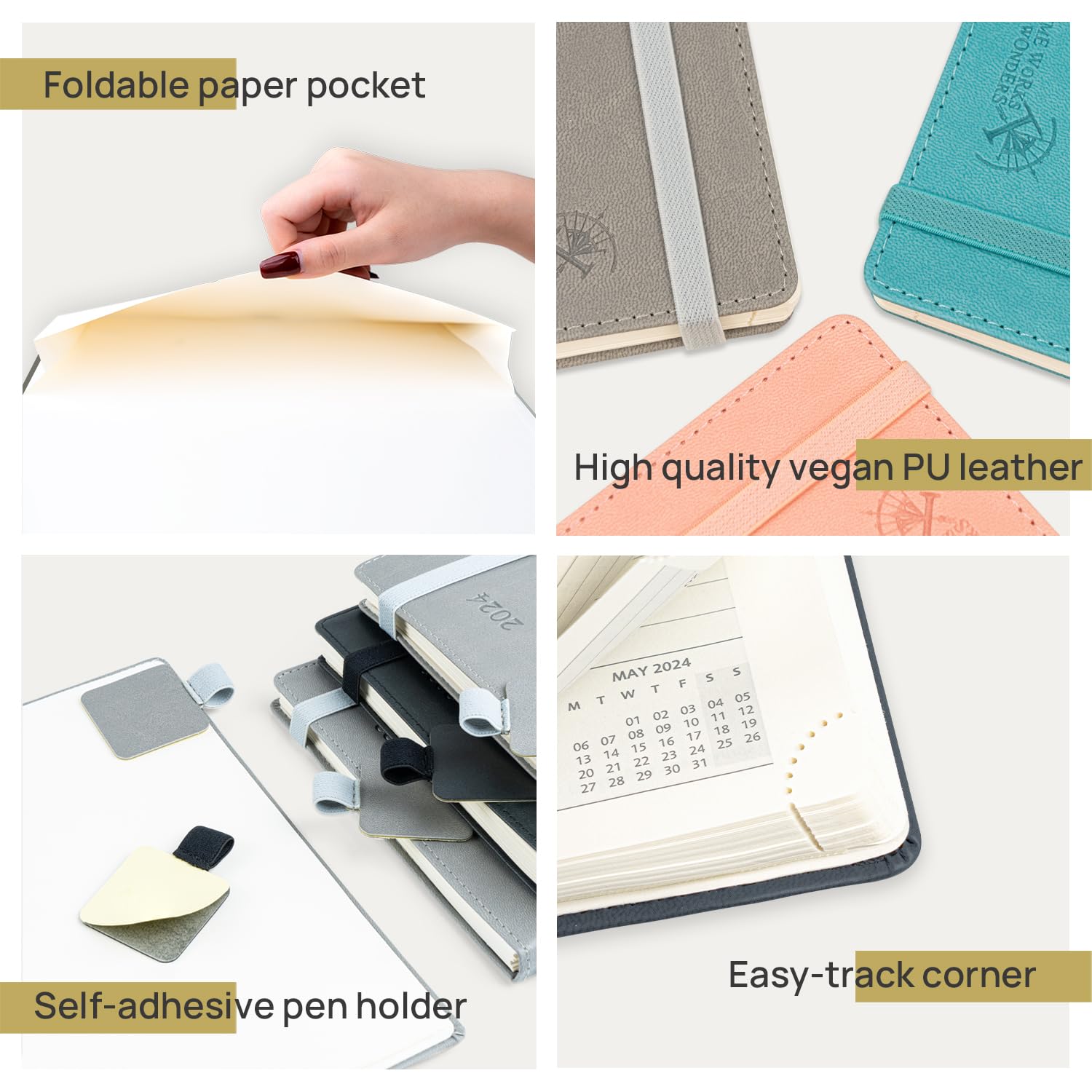 POPRUN Month to View Diary 2024-2025 22x16.5cm (18-Month: Jan'24, Jun'25) Monthly Planner with Tabs, 100 GSM Ivory Paper - Image 4