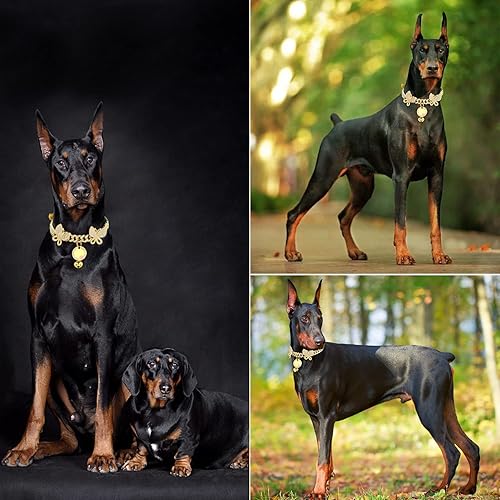 Miniatura 10 de JanToPet Rivet - Collar de perro de eslabones cubanos de 0.512in, cadena de oro para perro y gato con diseño de hebilla segura, cadena de diamantes