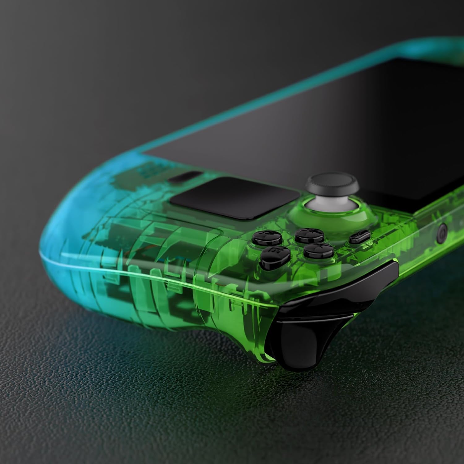 eXtremeRate Gradient Translucent Green Blue Custom Faceplate Back Plate Shell for Steam Deck, Handheld Replacement Housing Case, DIY Full Set Shell w/Buttons for Steam Deck LCD - Console Without