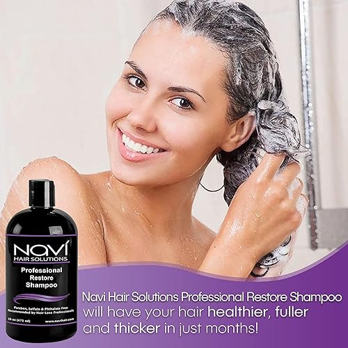Miniatura 7 de Navi Professional Strength Champú para pérdida de cabello para el crecimiento del cabello, champú bloqueador DHT para adelgazar el cabello con