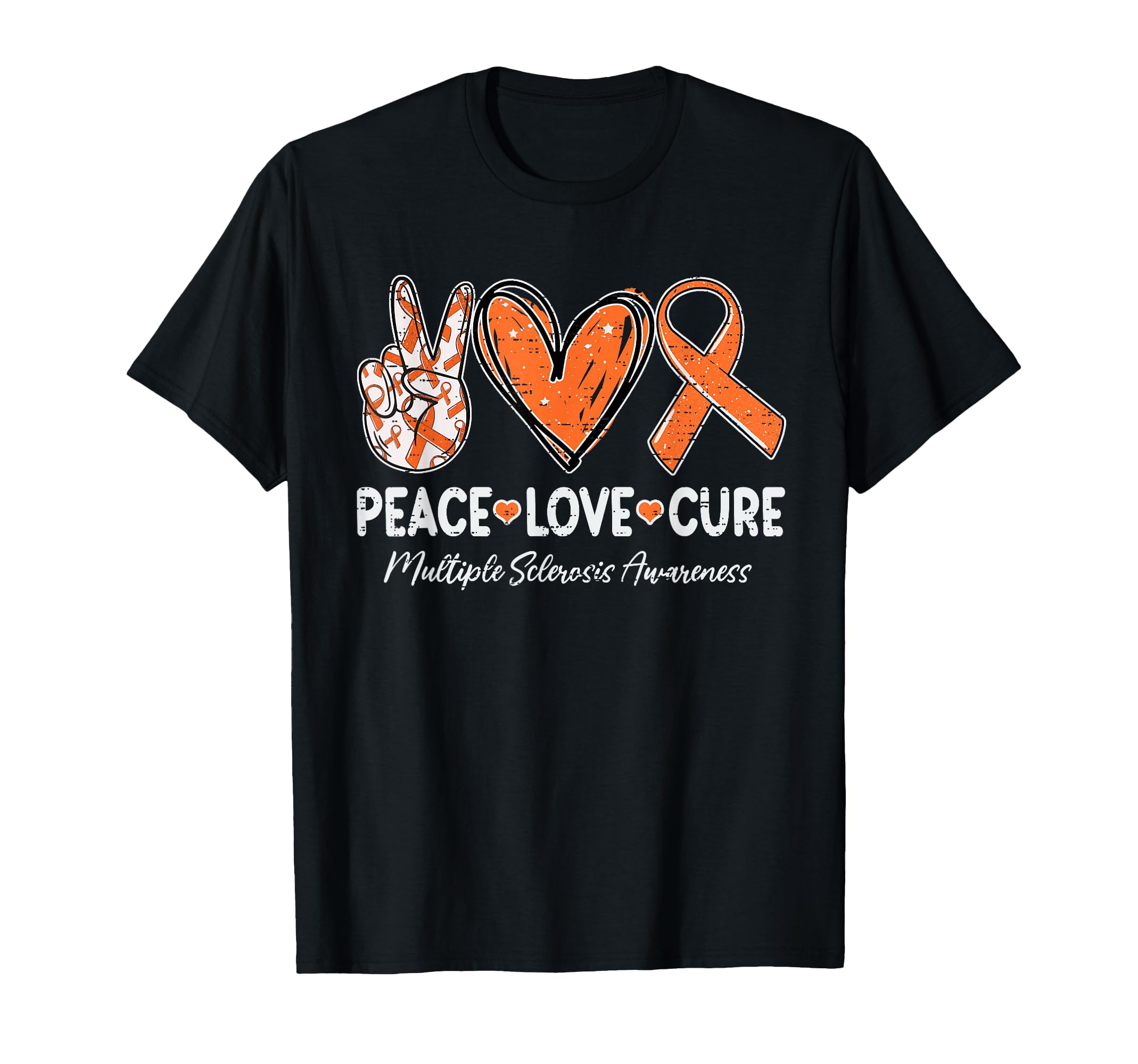Peace Love Cure Multiple Sclerosis MS Awareness Support T-Shirt