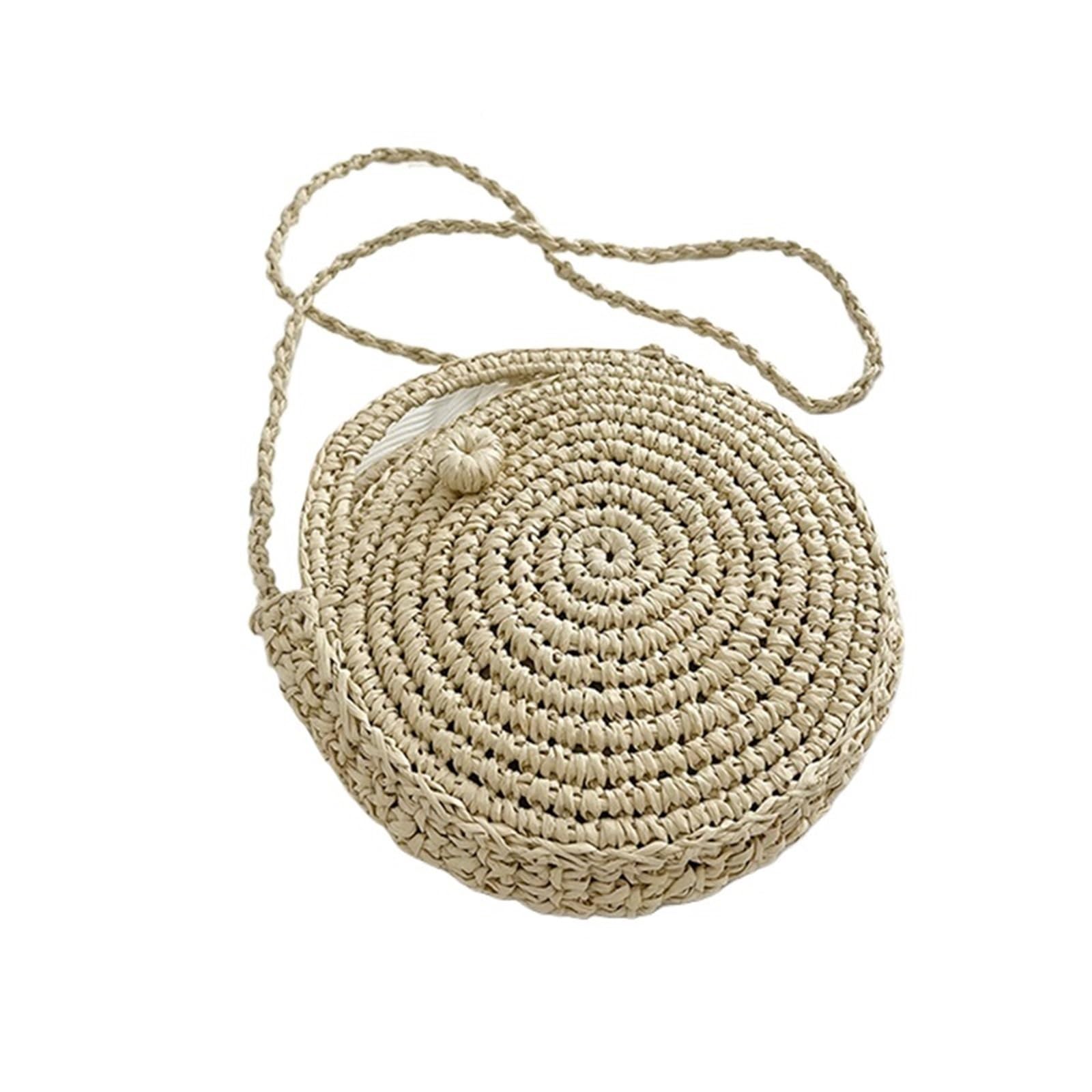 EBZFASO Straw Round Crossbody Bag