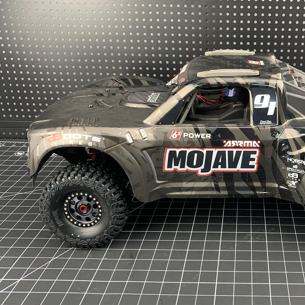 MORLORDY 4Pcs CNC Aluminium Beadlock Wheel Rims for 1/7 Mojave 6S EXB & 1/8 Mojave 4S BLX Desert Truck, Suit for Tires 101063-00 Only (Titanium)