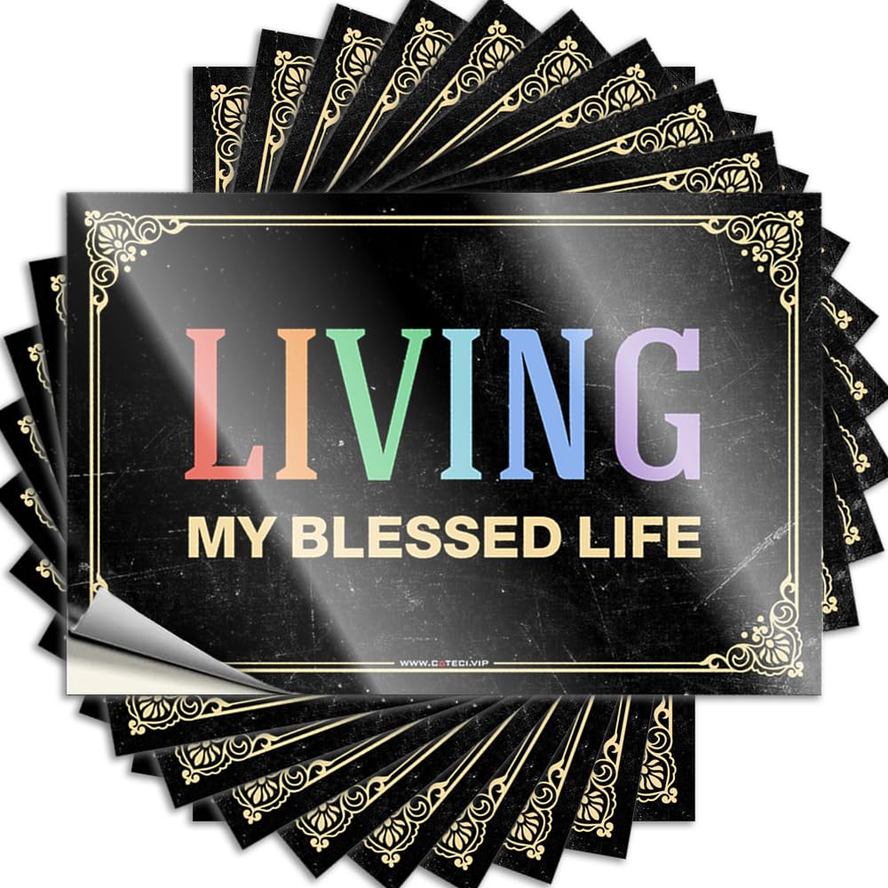 Fzfn Colour Tattoos Funny Bar Decor Checkered Autumn Hard Living My Blessed Life - Scratch Resistant Stickers(6X9cm)