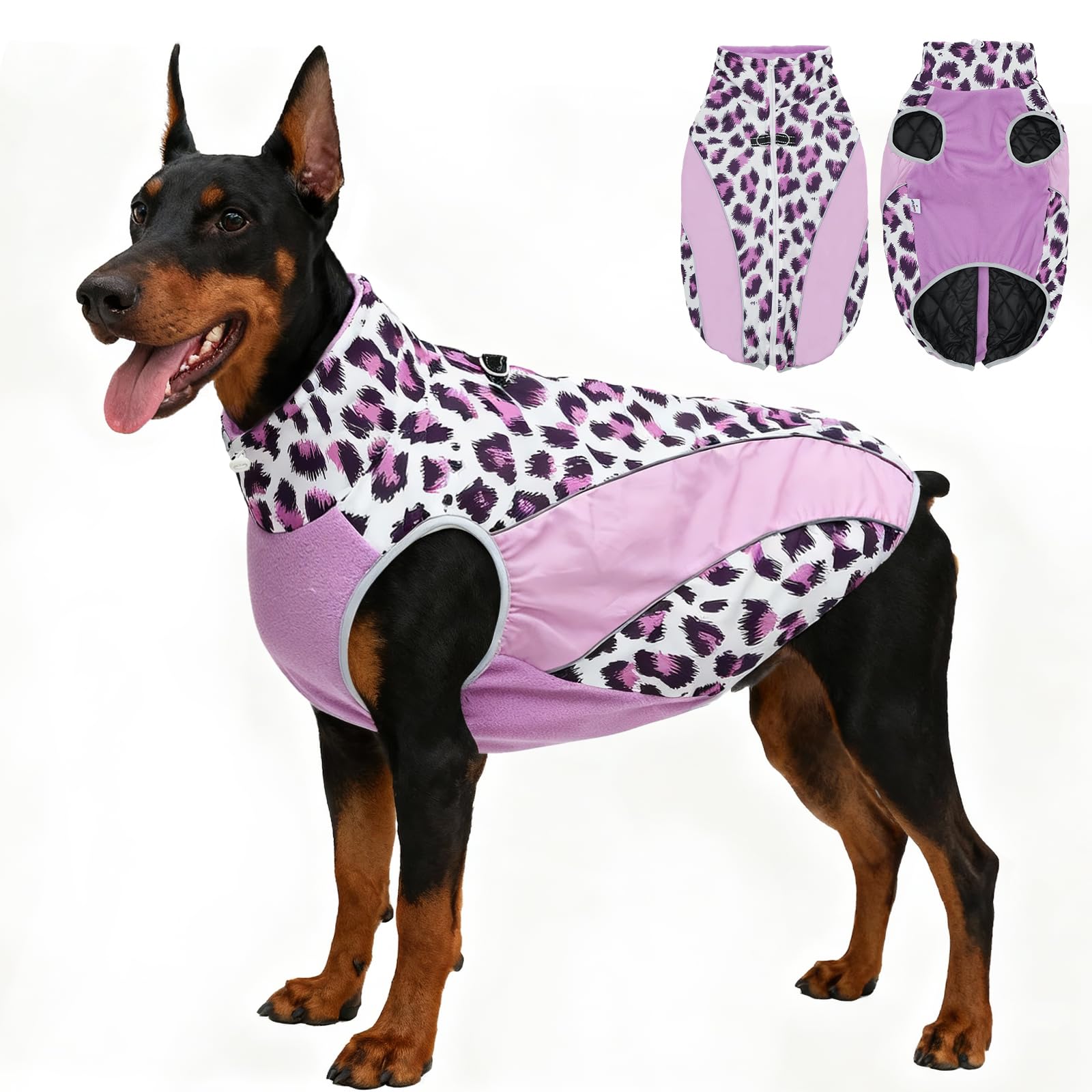 Cappottini per cani di taglia grande con imbracatura integrata, impermeabile, caldo cappotto invernale per animali domestici, tuta da neve per il freddo, giacca antivento in pile riflettente