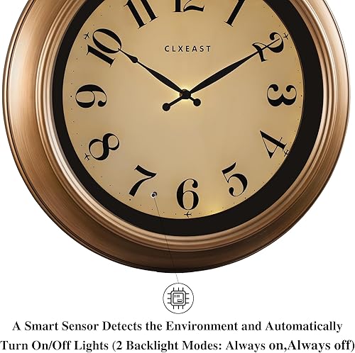 Miniatura 4 de CLXEAST Reloj de pared verde azulado iluminado de 18 pulgadas para decoraciones de Navidad, reloj de pared grande iluminado con sensor inteligente,