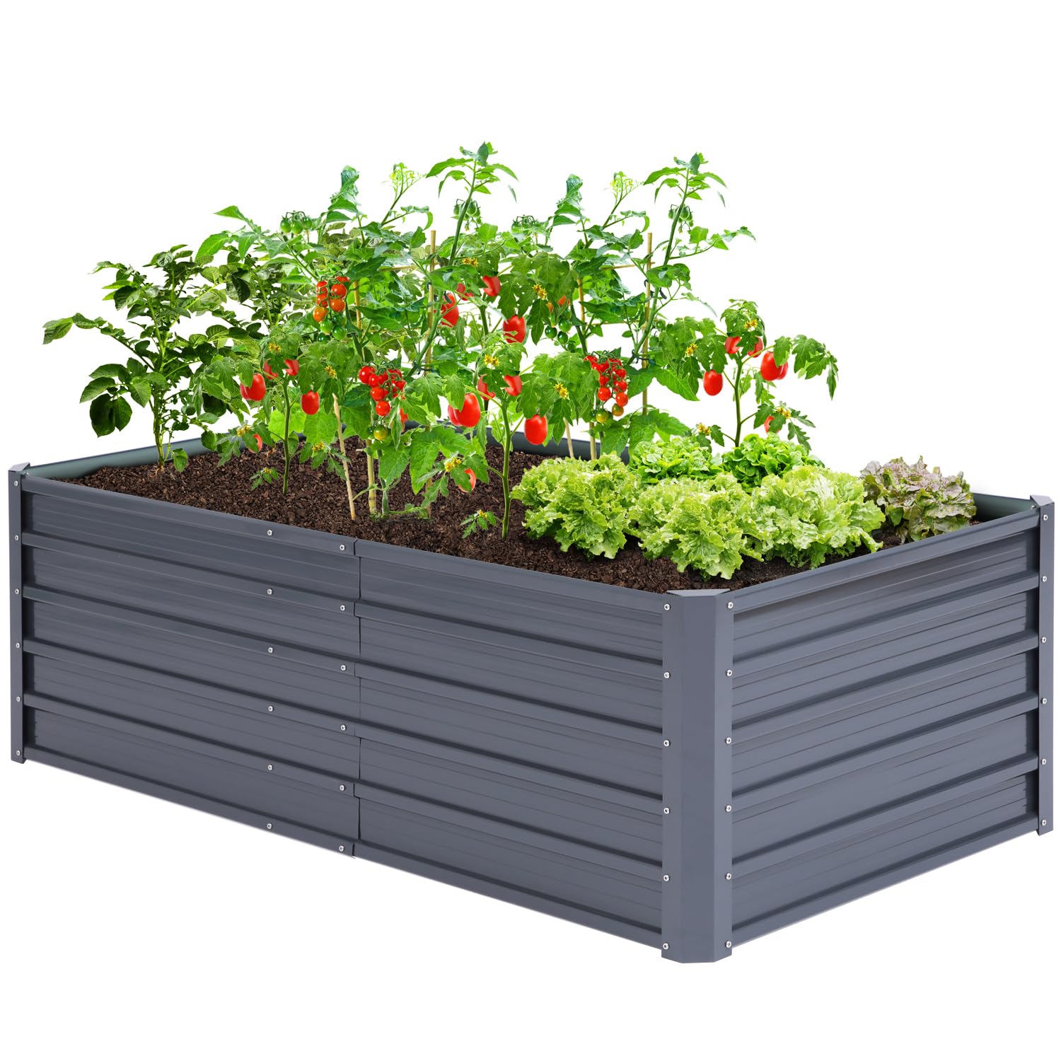 ohuhu 6x3x1.9 ft metal raised garden bed outdoor, reinforced galvanized rustproof colored steel planter boxes for vegetables, heavy duty raised beds for growing flowers herbs succulents