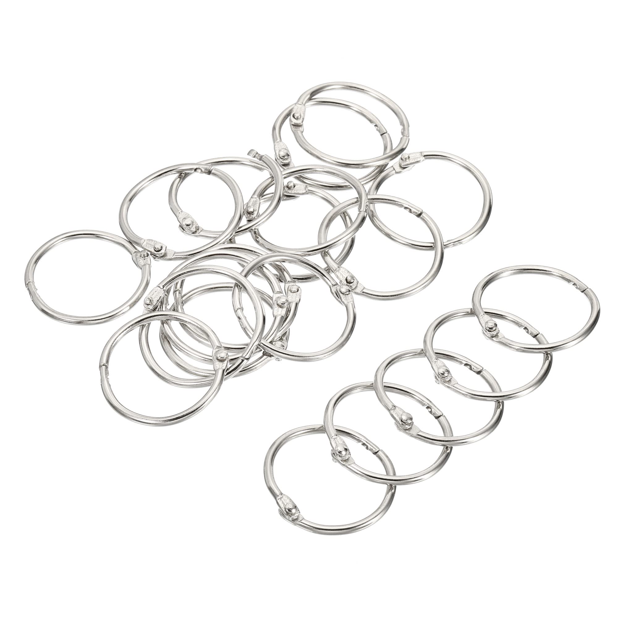 PATIKIL 1.18" Dia Binder Rings, 20 Pack Detachable Metal Book Loose Leaf Rings for Index Cards Scrapbooks Word Cards Silver Tone
