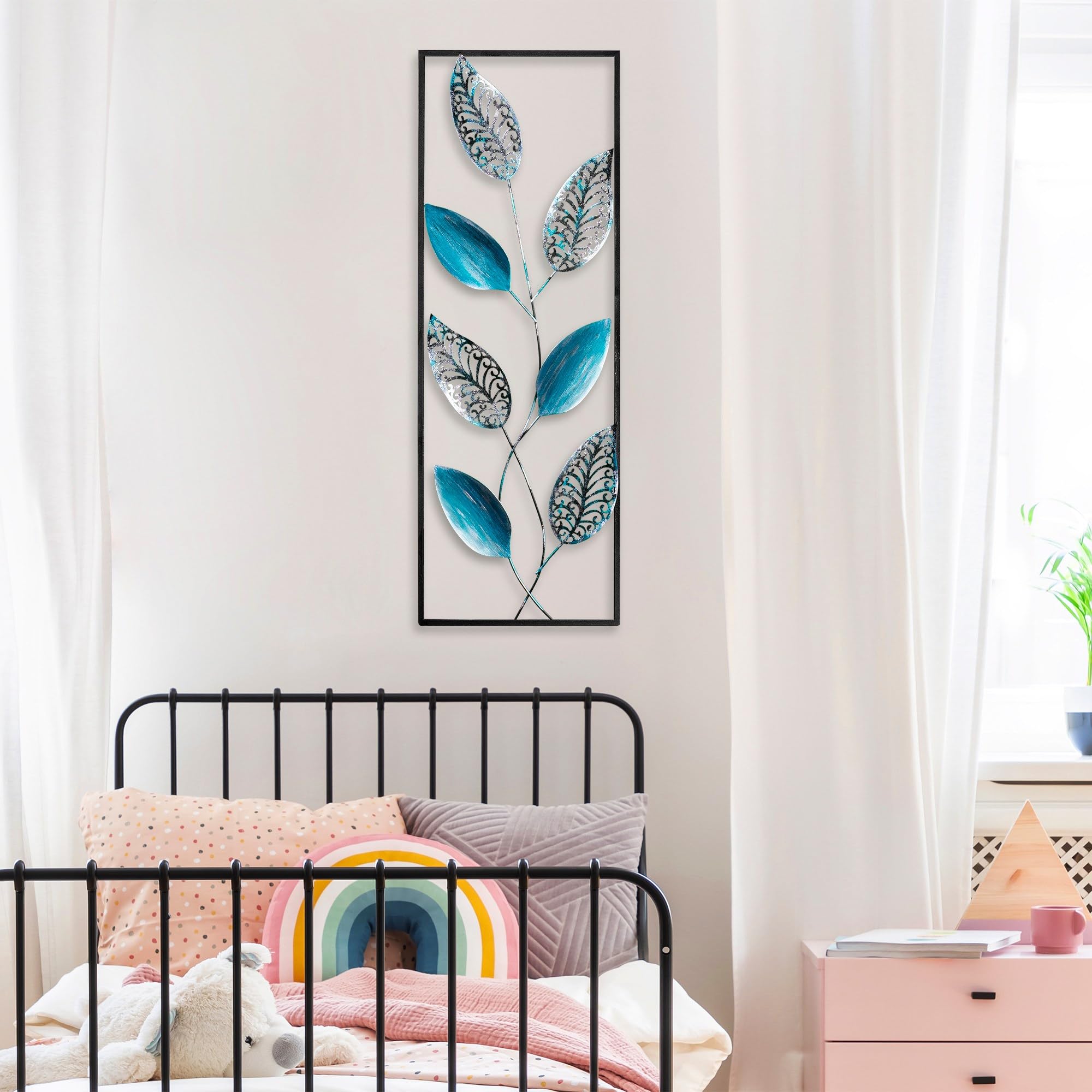 Handmade Decorative Metal Wall Accessory, 32 x 90 cm, 100% Metal (1.5 mm), Unique Hand-Painted Design, Perfect for Home Decor and Personal Touch