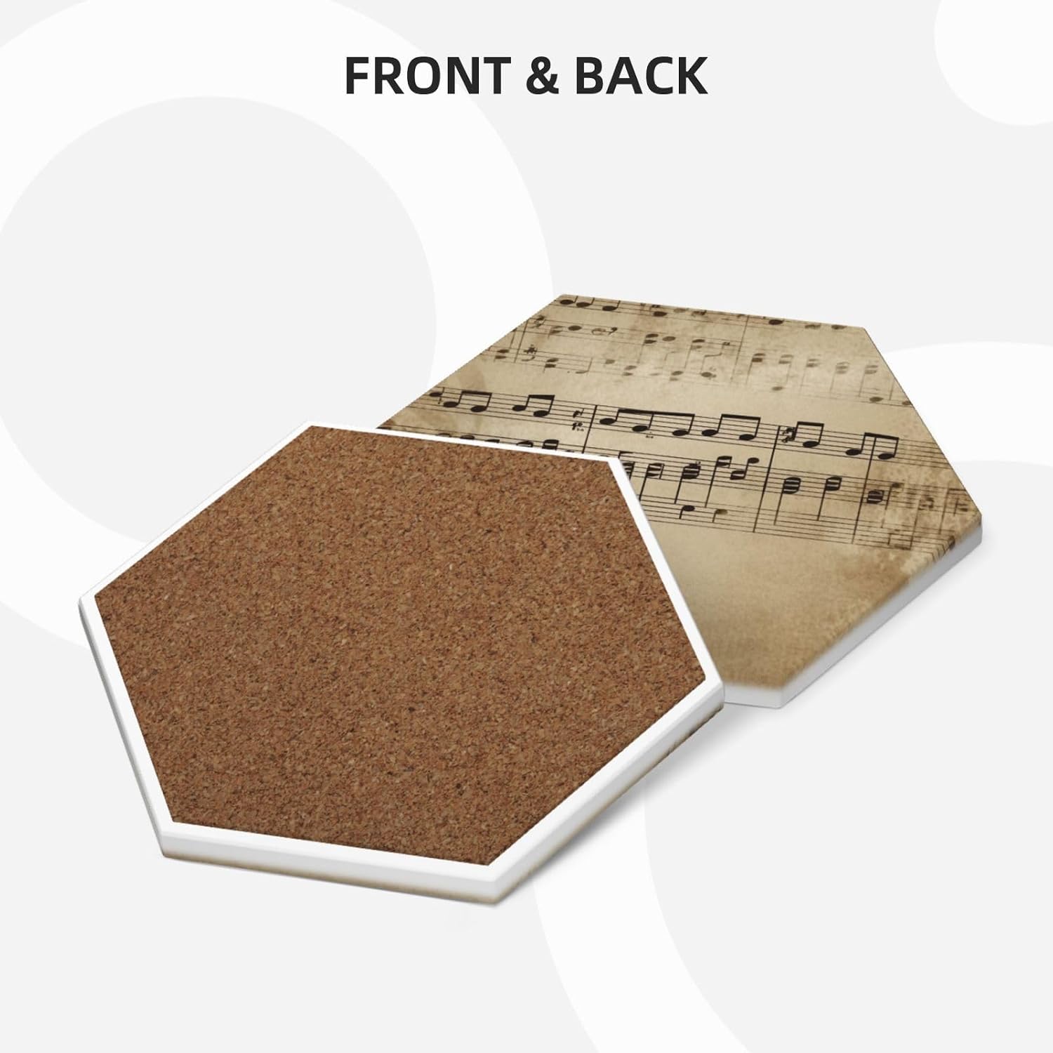 6Pcs Drink Coasters with Holder Drink Coaster Funny Cup Mat Pad Music Notes on Old Paper Ceramic Coaster for Drinks Absorbent Bar Beer Beverage Coasters Set for Tabletop Protection image 2
