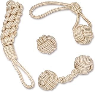 YINOR Dog Chew Toys-Puppy Tug Toys-Natural Cotton Rope-Pets Teething Interactive Knots for Small Medium Dog Mutt (Set of 4)