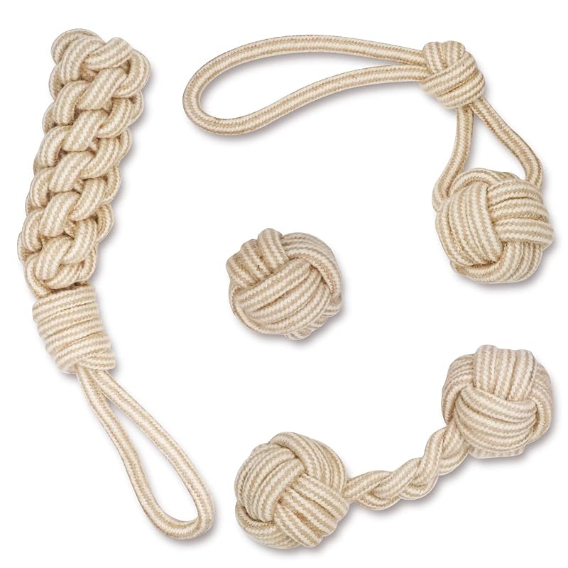 Brinquedo de Corda para Cães em Algodão Natural YINOR, Conjunto com 4