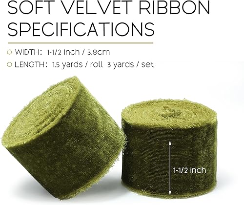 Miniatura 8 de Cinta de terciopelo gris claro para envolver regalos, cinta de tela con flecos hecha a mano de 1 12 pulgadas de ancho para decoraciones de Navidad,