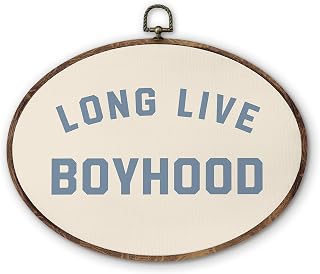 DILSJ Long Live Boyhood Oval Wall Art Decor, Boy Nursery Decor Canvas Wall Art Framed, Vintage Boy Nursery Decor Hanging Decorations for Toddler Kids Boy Room Bedroom Playroom,10x10 Inch