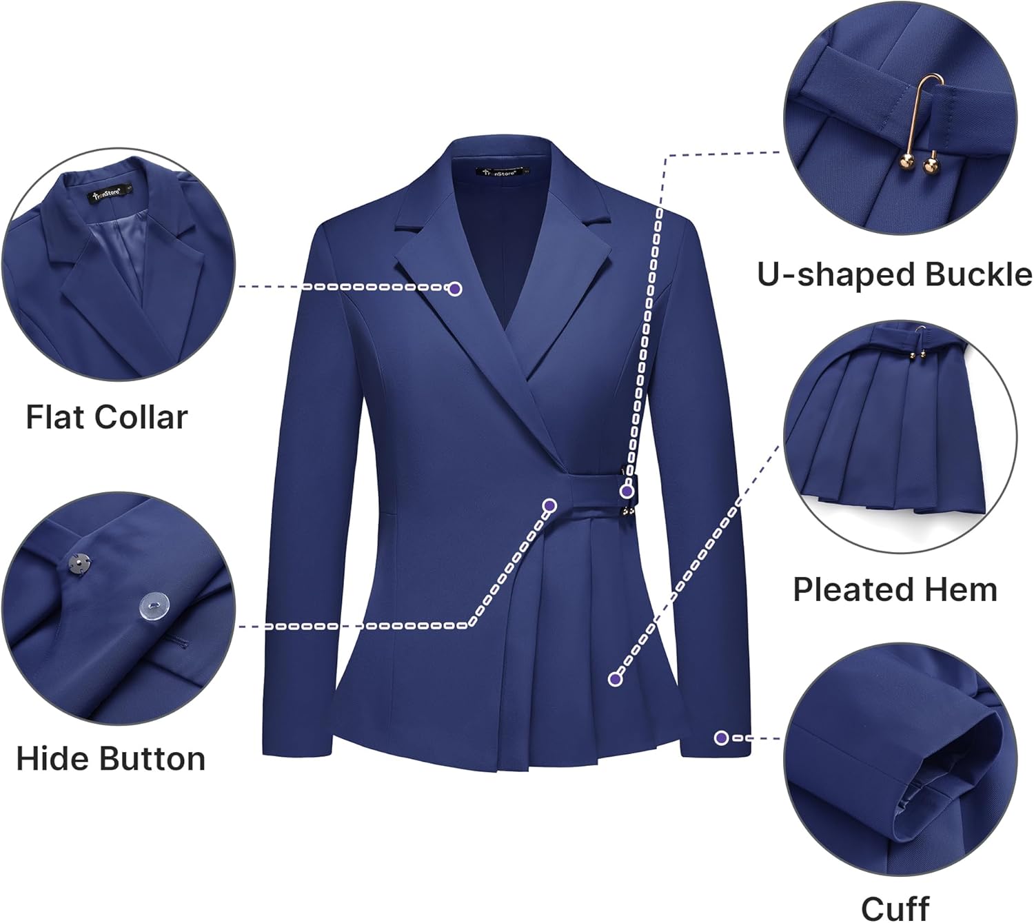 Women's Pants Suit Solid Jacket 2 Piece Set Irregular Blazer Suit Business Casual - Image 2