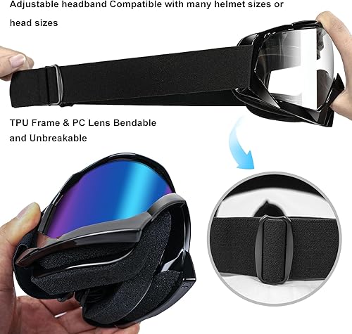 Miniatura 3 de Gafas para ATV Dirt Bike Paquete de 2 Gafas de Motocicleta Motocross Resistentes al Viento Gafas de Visión Amplia Fuera de Carretera para Conducir