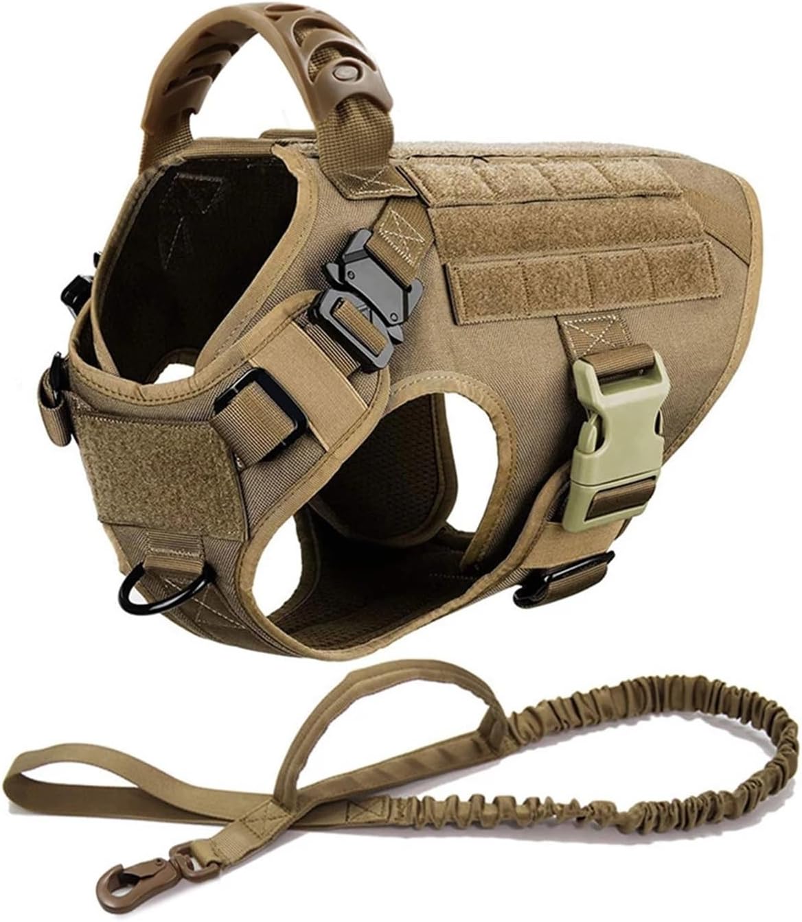 Dog Harness, Large Dog Harness and Leash Set Pet German Shepherd Malinois Training Walking Vest and Collar(Brown 2 Pieces,M)