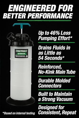 Miniatura 3 de OEMTOOLS 24389 Bomba extractora manual de fluidos, capacidad de bomba extractora de aceite de 1.4 galones (5.3 L), uso para aceite, refrigerante