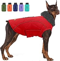 Vista 8 de EMUST Abrigos de invierno para perro, ropa de forro polar para mascotas para clima frío, estilo británico, chaqueta cálida a prueba de viento