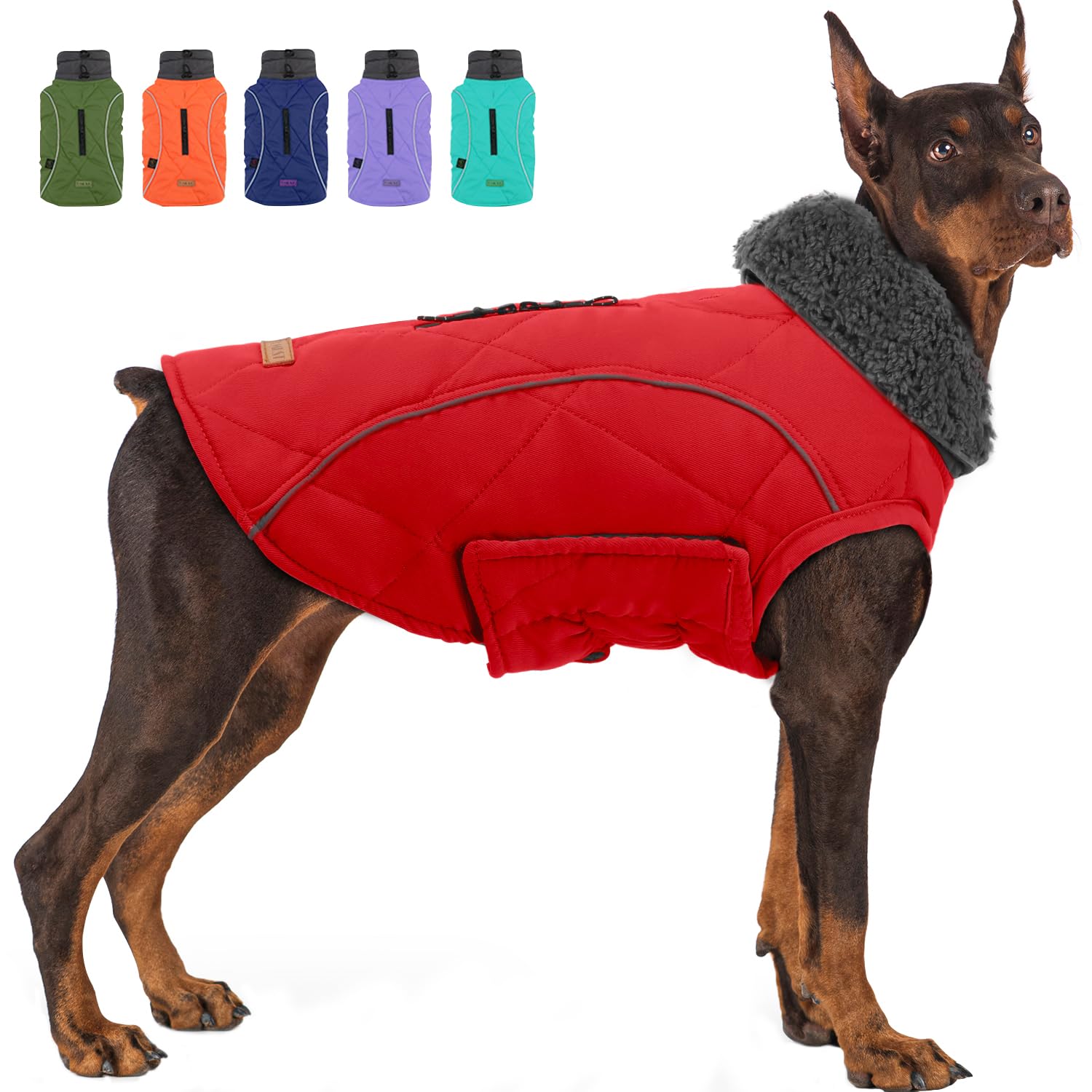 EMUST Dog Coats Winter, Thick Dog Clothes for Medium Dogs Boy, Coats for Dogs Winter with Harness Hole, Dog Coats for Cold Weather, Dark Blue, M — view 8