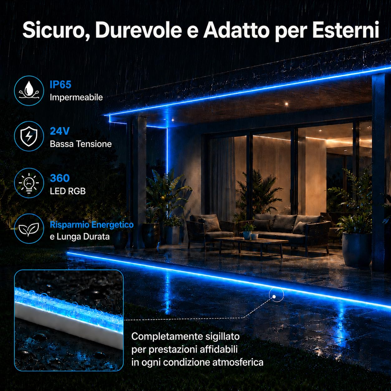 5M Striscia LED Neon, RGB, 24V Silicone Neon Luci LED Flessibile con Telecomando e APP, DIY, Sync Musica, IP65 Impermeabile, per Gioco, Festa e Decorazioni per Interni Esterni