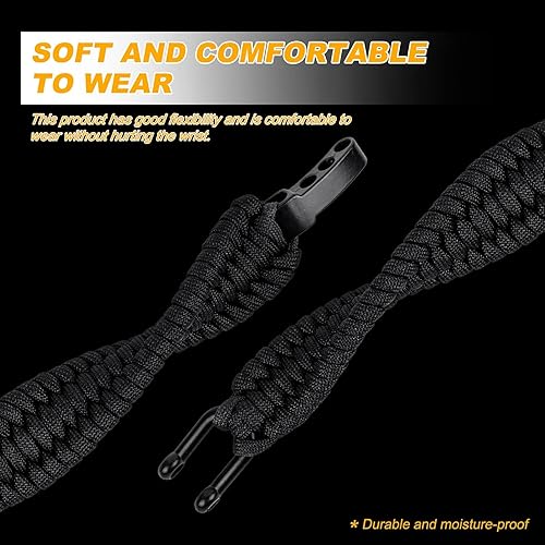 Miniatura 5 de Pulsera de supervivencia, pulsera táctica de paracaídas con conexión de grillete tipo U de acero inoxidable forjado, tres agujeros ajustables,