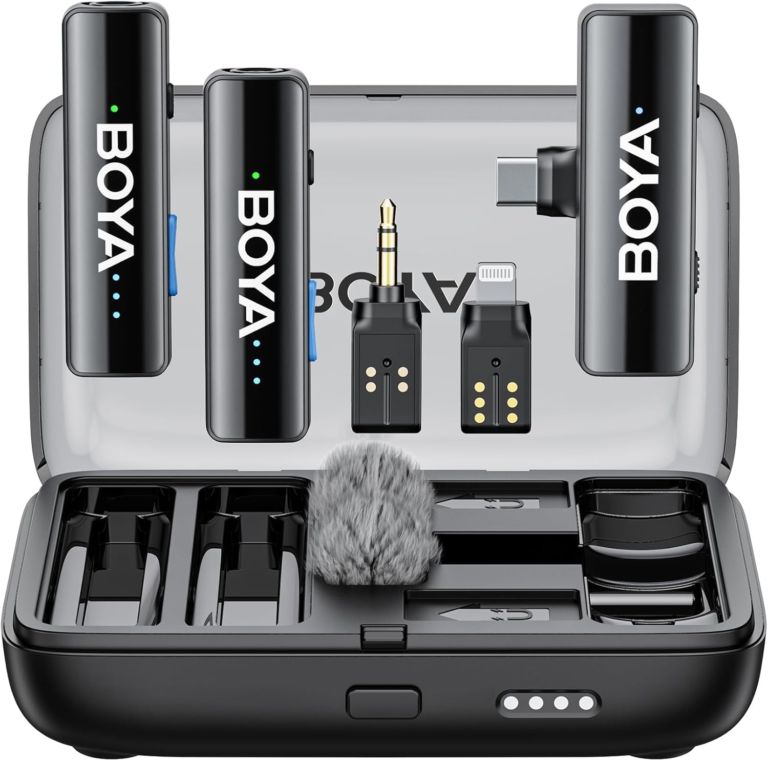 BOYA BOYALINK 2 Wireless Lavalier Microphone for iPhone Camera Android, Mini Lapel Micophone Wireless, 48 KHz 24 Bit, 6mm Mic, 1000ft, 30h Use, Noise Cancelling, Clip on Mic USB-C/Lightning/3.5mm TRS-image-10