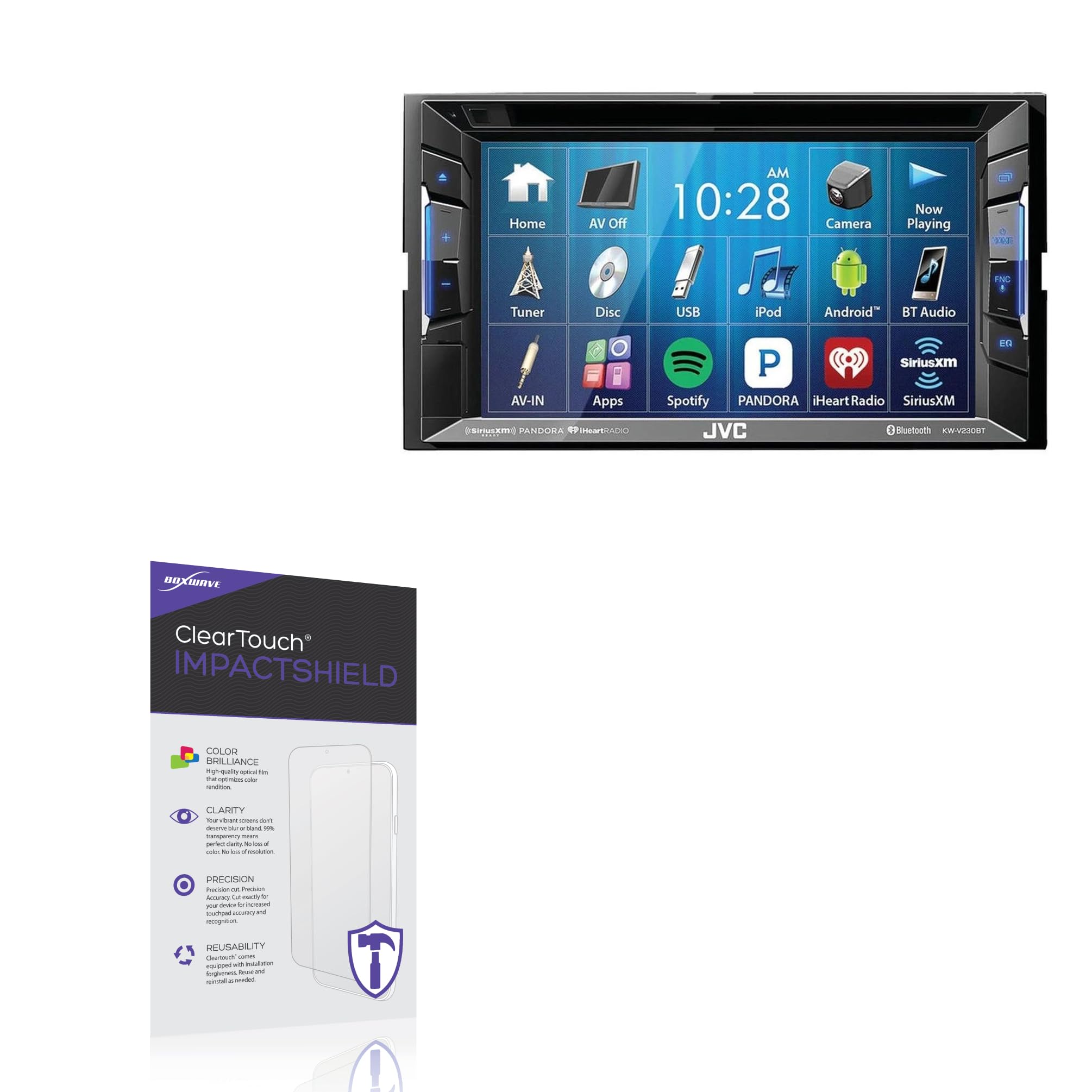 BoxWave Screen Protector Compatible With JVC KW-V230BT - ClearTouch ImpactShield (2-Pack), Impenetrable Screen Protector Flexible Film